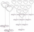 12pcs Table Number Holders Metal, 3.35 inch Place Card Stands for Wedding Centerpieces, Birthday Party - Table Card & Photo Picture Holders (Silver-Heart Shaped)