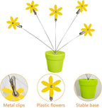 Cute Flower Table Card Memo Holder Stand,1 Pcs Photo Clips Holder Desk Stand for Memo Paper Note Monmory Photo Christmas Wedding Display with Flowerpot Shaped Plastic Base (Yellow)