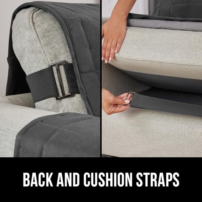 GORILLA GRIP Patented Waterproof Slip-Resistant 23" Chair Protector Cover, for Leather or Fabric Couch Cushion, Large Microsuede Furniture Covers Dogs Pets Machine Washable Slipcover, Charcoal