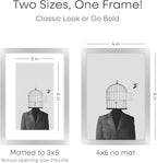 Homeforia 4x6 Picture Frame Silver, High End Metal 4 x 6 Silver Frames with Mat 3 x 5 Print, 4by6 Desk Frame Matted to 3x5 inch Photo, 4 by 6 Wall or Tabletop Frame, Tempered Glass, Wall Kit, Set of 1