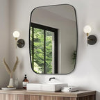 ANDY STAR 30x36” Black Bathroom Mirror, Oblong Vanity Mirror with Stainless Steel Metal Frame, Matte Black Oval Mirror for Over Sink, Modern Anti Rust Wall Mounted