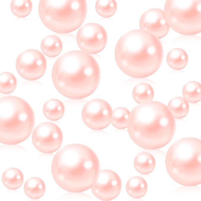 Light Pink Vase Filler | 150PCS Pearls Bead for Centerpieces Vases | 8/14/20 mm No Hole Beads, Fake Pearls for Wedding Birthday Easter Theme Party Table Centerpieces Decor
