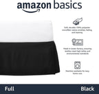 Amazon Basics Lightweight Pleated Bed Skirt, Full, Black, Solid