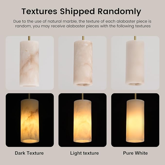 Alabaster Pendant Lights Kitchen Island, Brass Marble Pendant Lighting, Gold Modern Pendant Lights Fixtures for Bedroom Bathroom Living & Dinning Room(Include E12 Bulb)