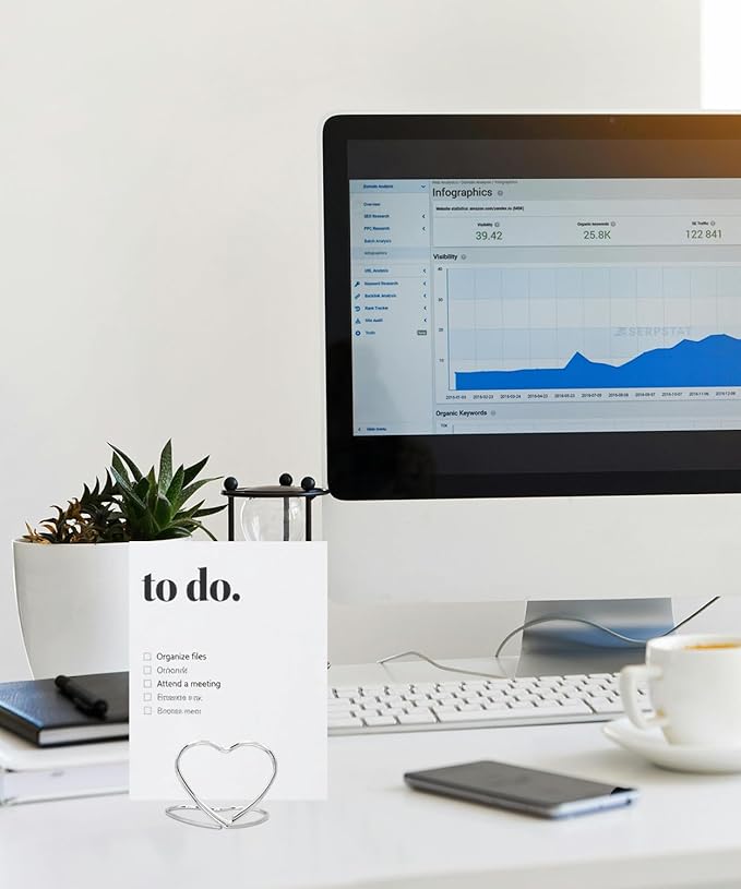 36 Pcs Heart Table Number Holders - Rust-Resistant Metal Place Card Stands for Weddings, Office & Home Decor (Silver)