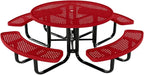 Coated Outdoor Furniture Heavy-Duty Portable Outdoor Kids Table with Umbrella Hole, Punched Steel Kids Picnic Table, Commercial-Grade, Made in America (46 In, Round, Childrens, Textured Red)