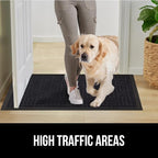 GORILLA GRIP 100% Waterproof All-Season WeatherMax Doormat, 72x24, US Designed Natural Rubber, Stain and Fade Resistant, Low Profile Indoor Outdoor Door Mats, Easy Clean Patio Mat, Black Maze