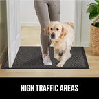 GORILLA GRIP 100% Waterproof All-Season WeatherMax Doormat, 72x24, US Designed Natural Rubber, Stain and Fade Resistant, Low Profile Indoor Outdoor Door Mats, Easy Clean Patio Mat, Gray Diamond