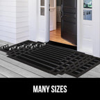 GORILLA GRIP 100% Waterproof All-Season WeatherMax Doormat US Designed Natural Rubber, Stain and Fade Resistant, Low Profile Indoor Outdoor Door Mats, Easy Clean Patio Mat, 17x29, Black Stripe