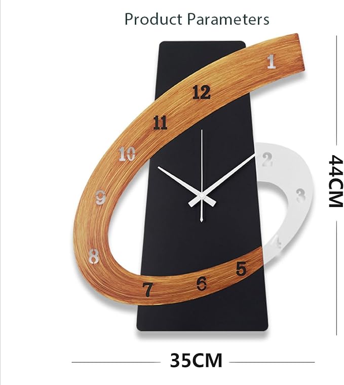 Modern Large Decorative Wall Clock，17 inch Black Silent Non-Ticking Nordic Metal Wall Clocks for Living Room Home Kitchen Bedroom Cafes Office Staircase，Arabic Numerals Quartz Clock(35x44cm)