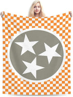 HGOD DESIGNS Tennessee Throw Blanket Ultra Soft Warm All Season Tennessee Orange Grey Star Flag Decorative Fleece Blankets for Bed Chair Car Sofa Couch Bedroom 50"X60"