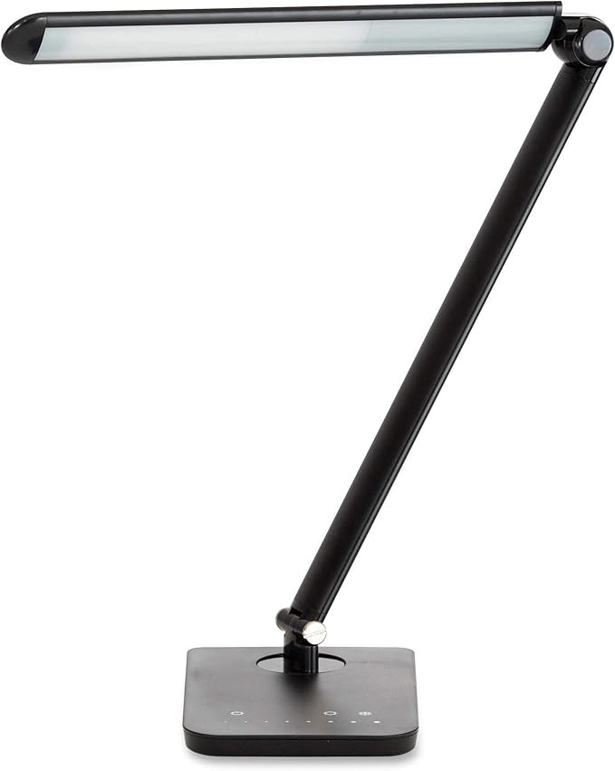 Safco Products 1001BL Vamp LED Modern ABS Desk Lamp with USB Port and Dimmer Switch, Black