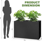 Galvanized Steel Planter Box - No Installation Required Metal Rectangular Block Long Box Planter Modern Outdoor Planters All-Weather Use with Drainage Holes for Patio/Porch, 36×24×12IN