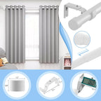 White Curtain Rods 2 Pack Set Adjustable 16-48 Inch Heavy Duty Telescoping 1 Inch Diameter Metal Window Rod with Extendable Mounting Brackets Matte White Finish Home Decor Easy Install