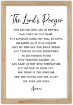 FZMHASLWW The Lords Prayer Wall Decor Art 16"×11" Our Father Prayer Bible Verse Sign Large Wood Framed Wall Hanging (Wood)