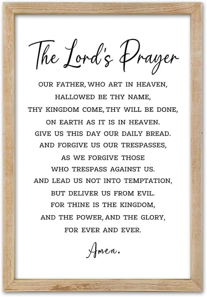 FZMHASLWW The Lords Prayer Wall Decor Art 16"×11" Our Father Prayer Bible Verse Sign Large Wood Framed Wall Hanging (Wood)