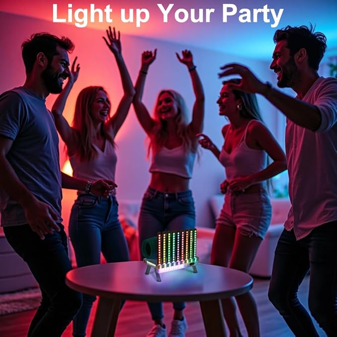 Corded Music Sync LED Light, Sound & App Reactive Mood & Ambient Lighting - Cool & Creative Multicolor Decorative Art Desk Table Lamp 9 Tubes (Orange)