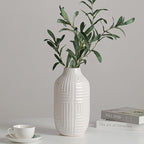 hjn White Ceramic Vase for Home Decor - Modern Vases for Living Room/Bookshelf/Mantel - 10.6" H