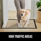 GORILLA GRIP 100% Waterproof All-Season WeatherMax Doormat US Designed Natural Rubber, Stain and Fade Resistant, Low Profile Indoor Outdoor Door Mats, Easy Clean Patio Mat, 23x35, Taupe Grid