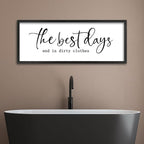 The Best Days End In Dirtiest Clothes Wall Decor 40"×15" Large Laundry Room Bathroom Funny Wood Framed Sign wall Hanging Art (Black)