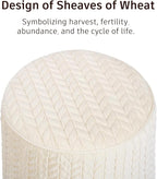 Modern Round Ottoman 2Pcs, Braided-Tufted Foot Stool Ottoman, Velvet Upholstered Vanity Stool for Makeup, Bedroom, Living Room, White