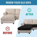 H.VERSAILTEX Velvet Stretch Sectional Couch Covers 3 Pieces Sofa Seat Cushion Covers L Shape Separate Cushion Couch Chaise Cover for Both Left/Right Couch (Large Sofa 2 Seater + 1 Chaise, Black)