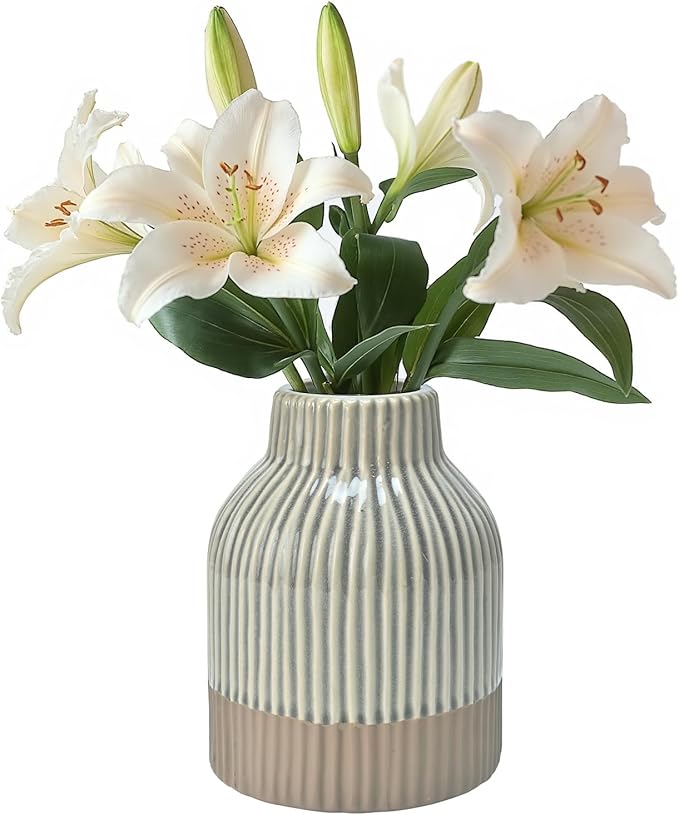 Ceramic Vase Flower Vase Double Glazed Crackle Finish Decorative Vase Modern Style for Flowers Pampas Grass Indoor Living Room Dining Table Office Home Decor