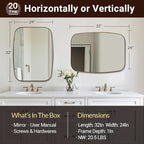 ANDY STAR Bronze Bathroom Mirror, 24x32 Oblong Vanity Mirror with Stainless Steel Metal Frame, Oil Bronze Oval Mirror for Over Sink, Modern Anti Rust Wall Mounted