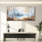 PHAOHUAXM Canvas Wall Art For Living Room Wall Decoration For Bedroom Office Decoration Trees Forest Landscape Painting Lake view Mural Modern Aesthetic Room Home Decor Artwork Wood Framed 20x40 In