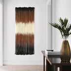 Macrame Wall Hanging Brown Boho Hand Woven Tassel Yarn Tapestry Wall Art for Living Room Bedroom Fiber Art 15''W*43''L