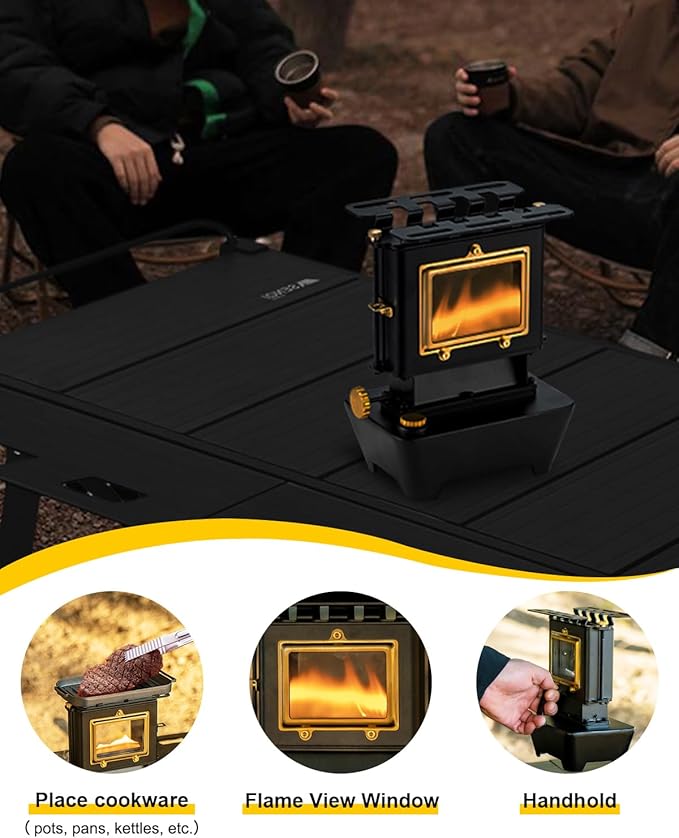 Camping Oil Lantern，Oil Lamp with Cooker Stove，Fuel Lamp for Outdoor，Portable Oil Lamp，Portable and Convenient for Heating and Cooking (Black)