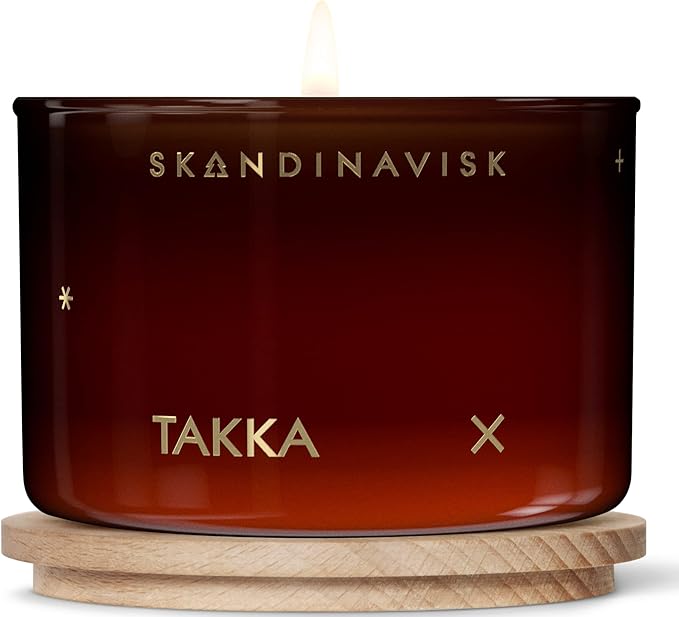 Skandinavisk TAKKA 'Fireplace' Scented Candle. Fragrance Notes: Hacked Pine, Haysmoke and Raw Wool. Masculine Scent. 3.17 oz.