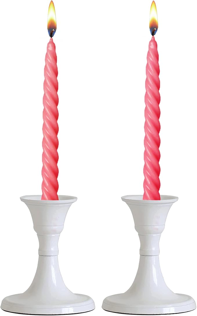 Rely+ White Candle Holder Set of 2 - Decorative Taper Candles for Candlesticks - Candle Stick Candle Holder -Candlestick Holders for Taper Candles - Modern Easter Candle Holders for Dinner, Party