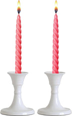 Rely+ White Candle Holder Set of 2 - Decorative Taper Candles for Candlesticks - Candle Stick Candle Holder -Candlestick Holders for Taper Candles - Modern Easter Candle Holders for Dinner, Party
