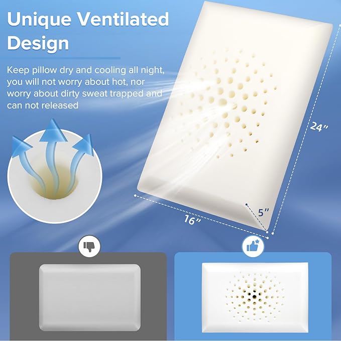 Memory Foam Pilllows for Sleeping, Soft Contour Pillow for Pain Relief, Bed Pillow for Side Back Stomach Sleepers，Cooling Pillow with Removable and Washable Cover, White