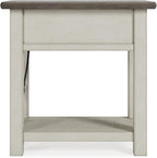 Signature Design by Ashley Bolanburg | Farmhouse Chair-Side End Table – USB Charging Ports, Drawer, Two-Tone Light Brown & Whitewash