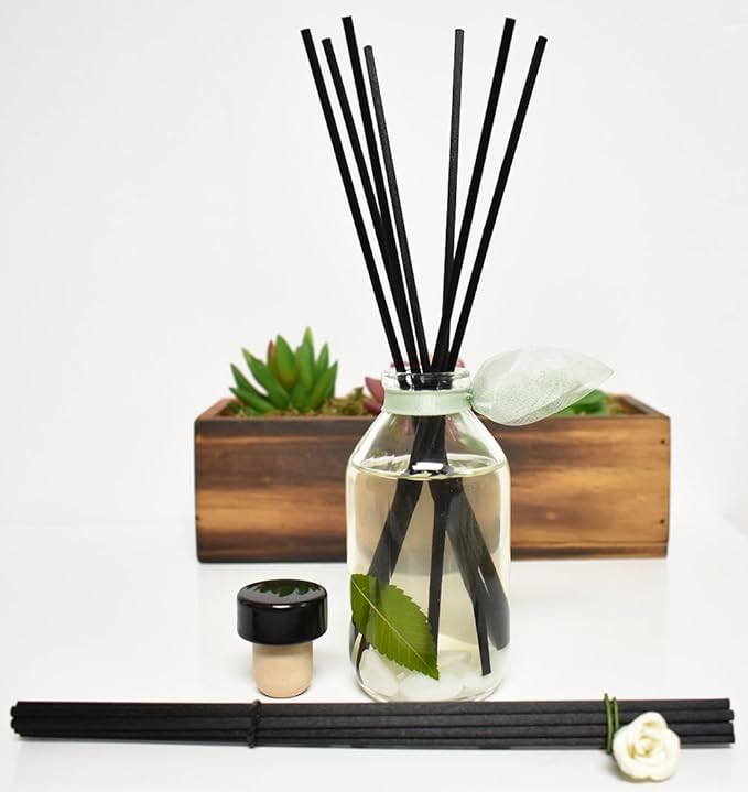 LOVSPA Reed Diffuser Set, Zen White Tea & Ginger Scented Oil Diffuser with Sticks, Home Fragrance Accessories for Bathroom Shelf Decor, Aroma Diffusers for Home or Office Desk, USA Made