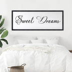 Sweet Dreams Wall Decor Above Bed 40x15 Inch Large Master Bedroom Hanging Wood Rustic Framed Farmhouse Sweet Dreams Sign Guest Room Aesthetic And Minimalist Over Bed Wall Art（Black）