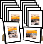 12 Packs 9x12 Picture Frames, Display 6x8 with Mat or 9x12 Without Mat, Gallery Wall Frame Set, 9 by 12 Frames Bulk Set of 12 Collage Wall Decor Photo Frames Set for Wall and Tabletop, Black