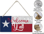 Welcome Y'all Decor Sign, Hanging Wood Sign Home Decorative, Printed Wood Wall Art Sign, Wooden Hanging Sign, Texas Flag Welcome Door Hanger, Welcome Sign for Front Door, Farmhouse Porch Decor 12*6in