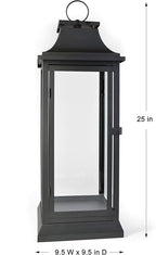Serene Spaces Living Black Hurricane Lanterns with Clear Glass Panels, Perfect for Home Decor, Parties & Events, Table Top Or Hanging Lantern for Indoor & Outdoor, KIT - Small, Medium & Large