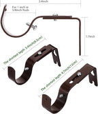 6 Piece General Adjustable Curtain Rod Holder Wall Bracket Hooks - Outside Mounted Blinds Bracket with Screws for 1 Inch Diameter Rod (Bronze)