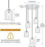 Modern Chrome Pendant Lights Kitchen Island Ceiling Chandelier Indoor Crystal Hanging Light Fixtures for Dining Room Kitchen Living Room Bedroom（5Light）