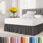 Wrap Around Dust Ruffle Bed Skirt - Charcoal - Twin/Twin XL Size Beds w/ 15 Inch Drop - Easy Fit Elastic Strap - Adjustable Pleated Bedskirt w/Brushed Fabric - Wrinkle Free - Women, Men, Kids & Teens