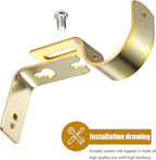 Frienda 12 Pcs Curtain Rod Brackets Adjustable Holder Wall for 1 Inch Diameter Curtain Rod General Bracket Hooks with Screws (Bright Gold)