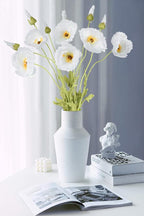 IPOPU 43.3" White Poppy Flowers Artificial Flowers 6pcs Fake Silk Poppies Long Stem Artificial Flowers for Tall Vase for Wedding Party Home Decor(Wihte)