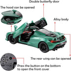 Alloy Collectible Green McLaren 720s Toy Car Model Pull Back DieCast Vehicle with Lights and Sound