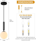 Modern Hanging Light Fixture Pendant Lighting for Kitchen Island Mid Century Black Pendant Lights with Globe Milky White Glass Pendant Light for Bedroom Bathroom Entryway (2 Pack)