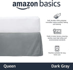 Amazon Basics Lightweight Pleated Bed Skirt, Queen, Dark Grey, Solid