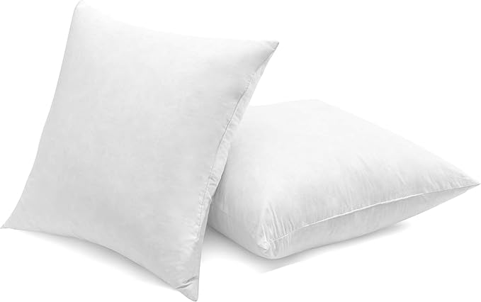 SNUG&COZY Luxury Goose Down Feather Pillow Inserts - 16x16IN, Double Layered Down-Proof Design, Ultra-Soft Cover, High Fill Weight, Pack of 2, White